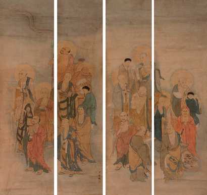 丁云鹏 十八罗汉 四屏